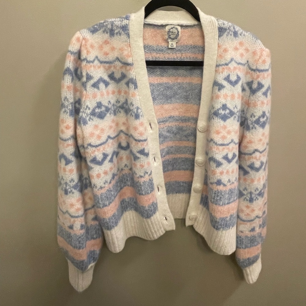 Spring Cardigan (white, pink, and baby blue)